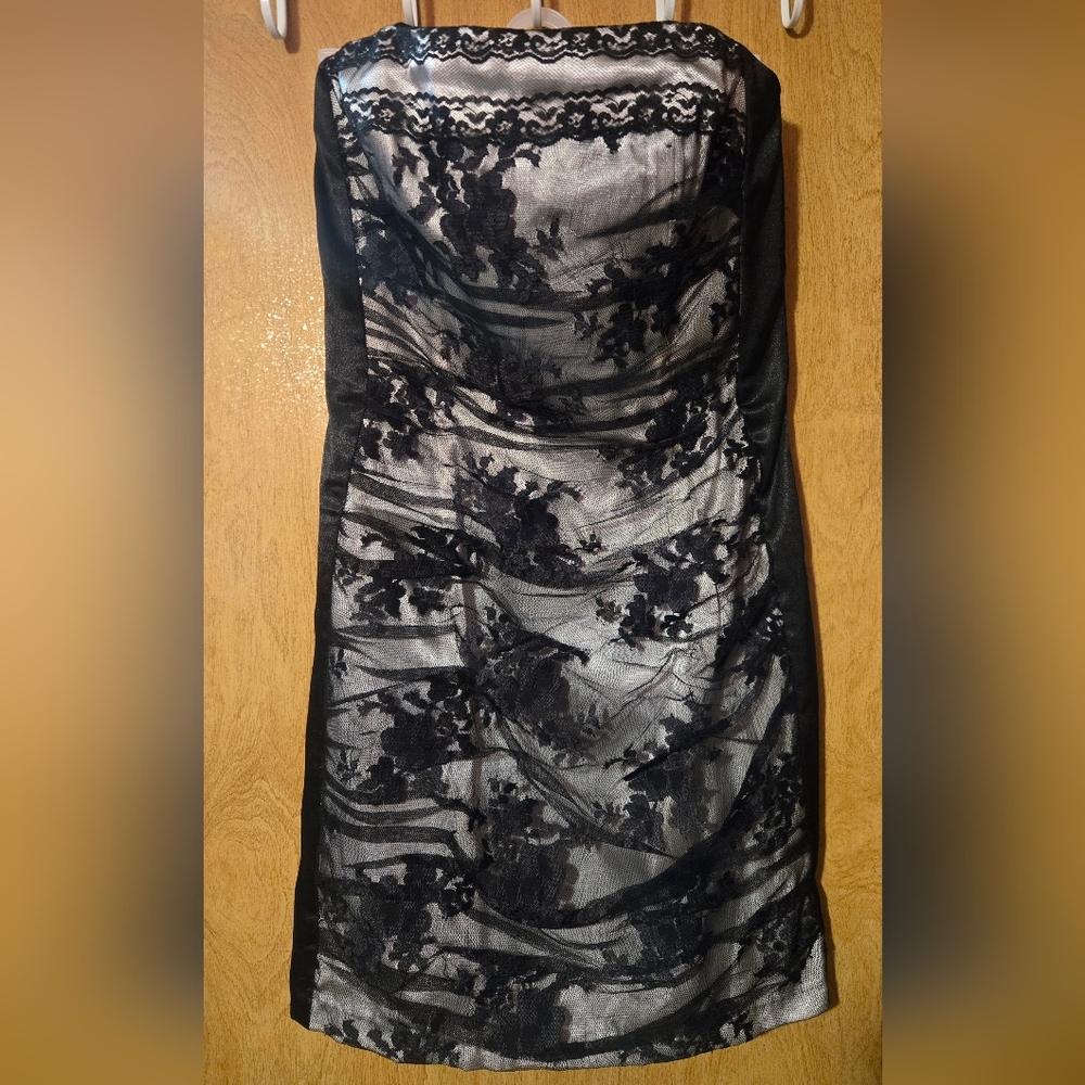 Jessica McClintock Vintage Black And White Lace Cocktail Dress Size 7 Womens